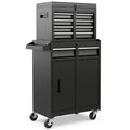 2 in 1 Rolling Tool Chest, 5-Drawer Tool Storage Cabinet with Wheels, Adjustable Shelf, Tool Box Organizer for Garage Warehouse Workshop