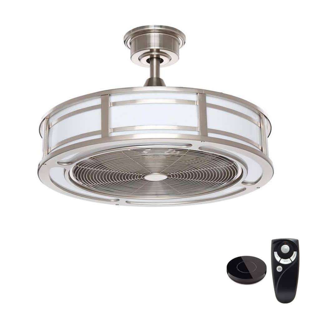 Home Decorators Collection Brette II 23 in LED Brushed Nickel Ceiling Fan with Light and Remote Control works with Google and Alexa AM382A BN B